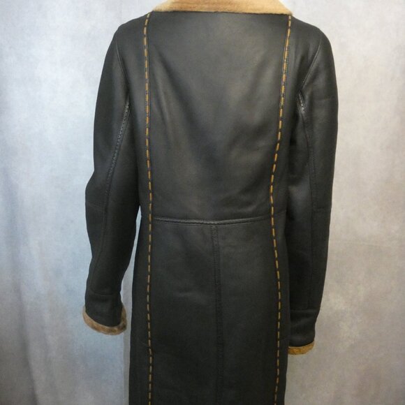 Vintage Black Leather Feraud Paris Trench Coat - Picture 3 of 4